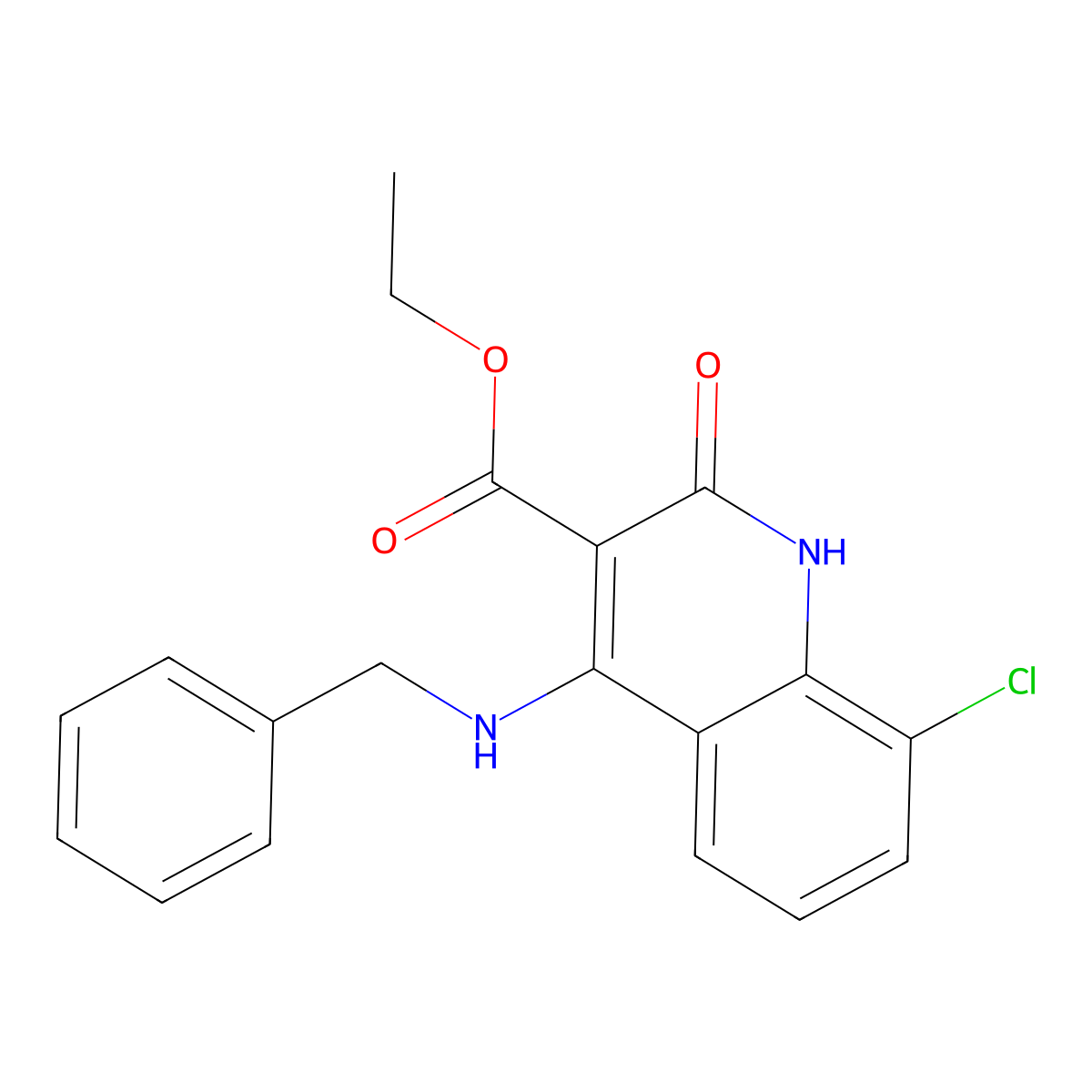 Ethyl 4-(benzylamino)-8-chloro-2-oxo-1,2-dihydroquinoline-3-carboxylate molecular structure, CAS 1251562-19-2