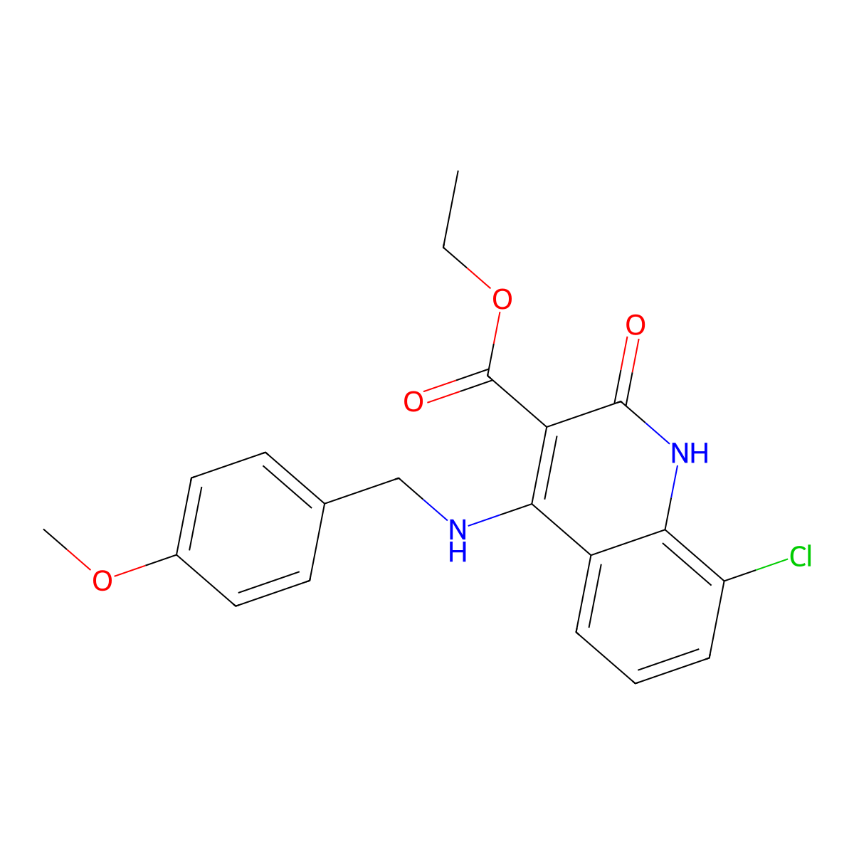Ethyl 8-chloro-4-((4-methoxybenzyl)amino)-2-oxo-1,2-dihydroquinoline-3-carboxylate molecular structure, CAS 1251562-26-1