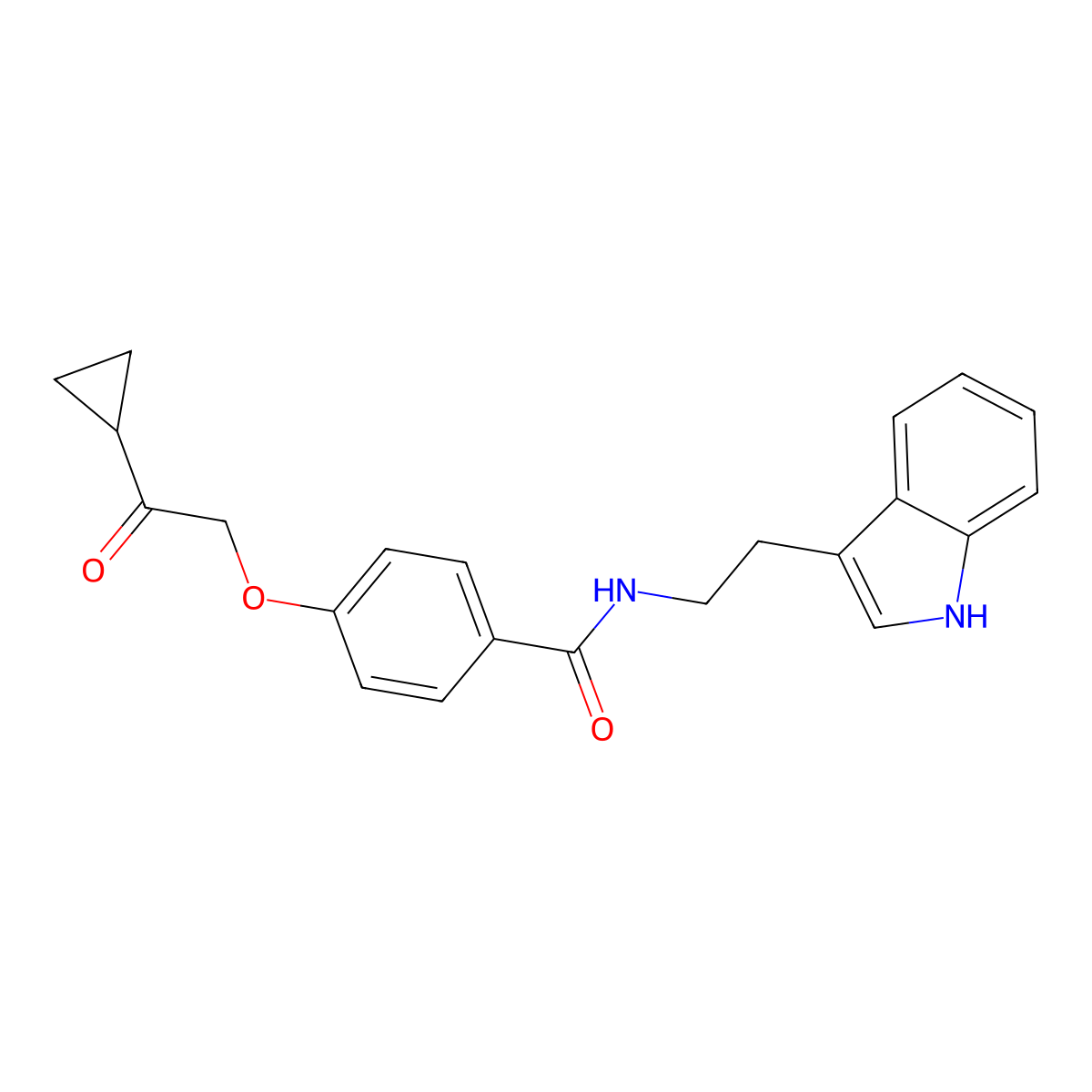 N-(2-(1H-indol-3-yl)ethyl)-4-(2-cyclopropyl-2-oxoethoxy)benzamide molecular structure, CAS 1251562-29-4
