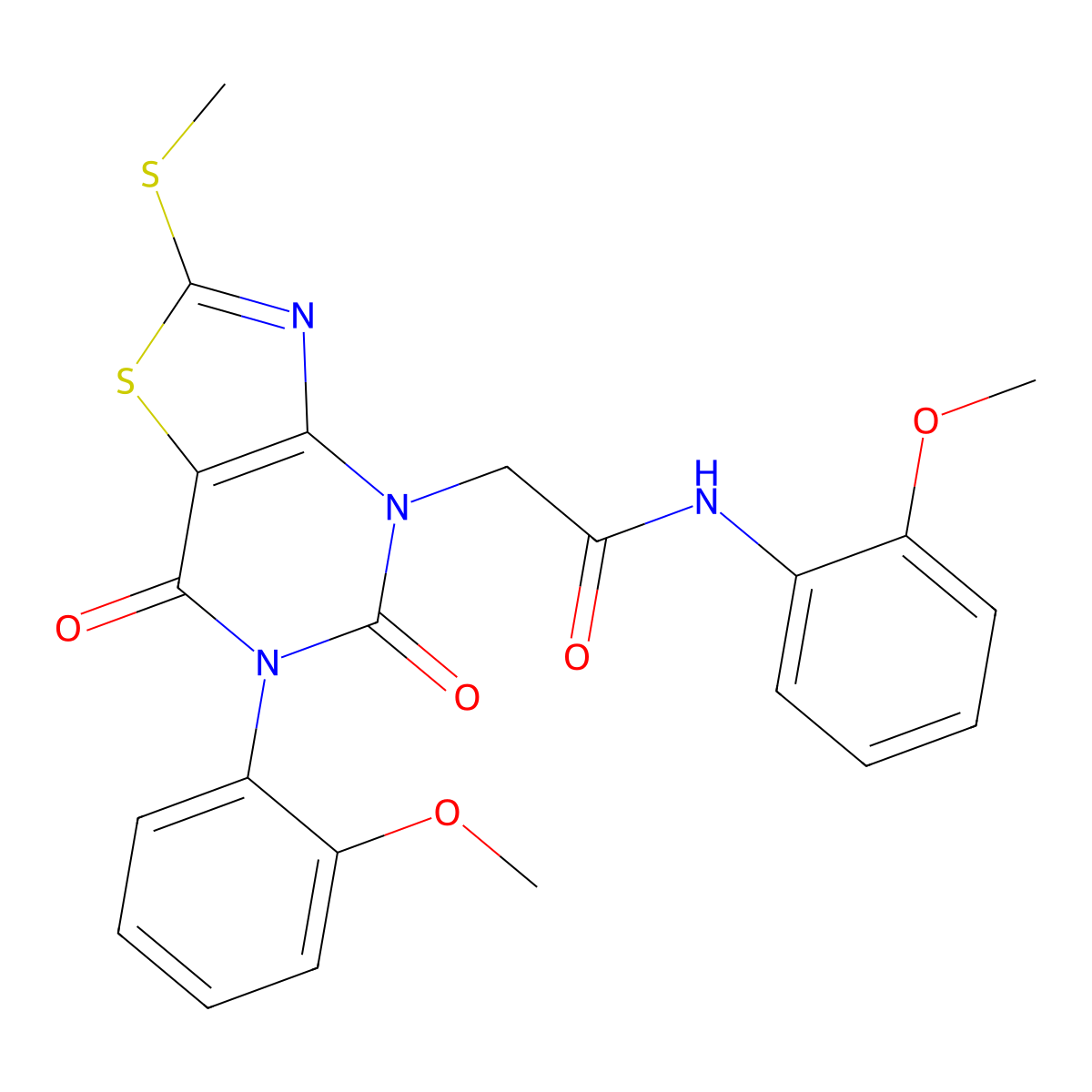 N-(2-methoxyphenyl)-2-[6-(2-methoxyphenyl)-2-(methylsulfanyl)-5,7-dioxo-4H,5H,6H,7H-[1,3]thiazolo[4,5-d]pyrimidin-4-yl]acetamide molecular structure, CAS 1251562-35-2