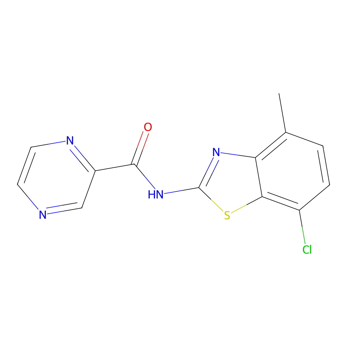 N-(7-chloro-4-methylbenzo[d]thiazol-2-yl)pyrazine-2-carboxamide molecular structure, CAS 1251562-43-2