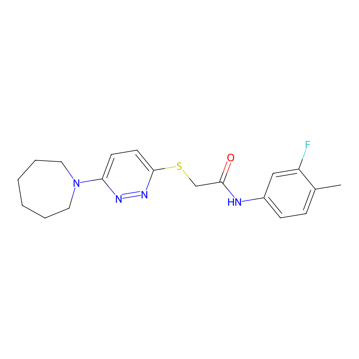 2-{[6-(azepan-1-yl)pyridazin-3-yl]sulfanyl}-N-(3-fluoro-4-methylphenyl)acetamide molecular structure, CAS 1251562-50-1