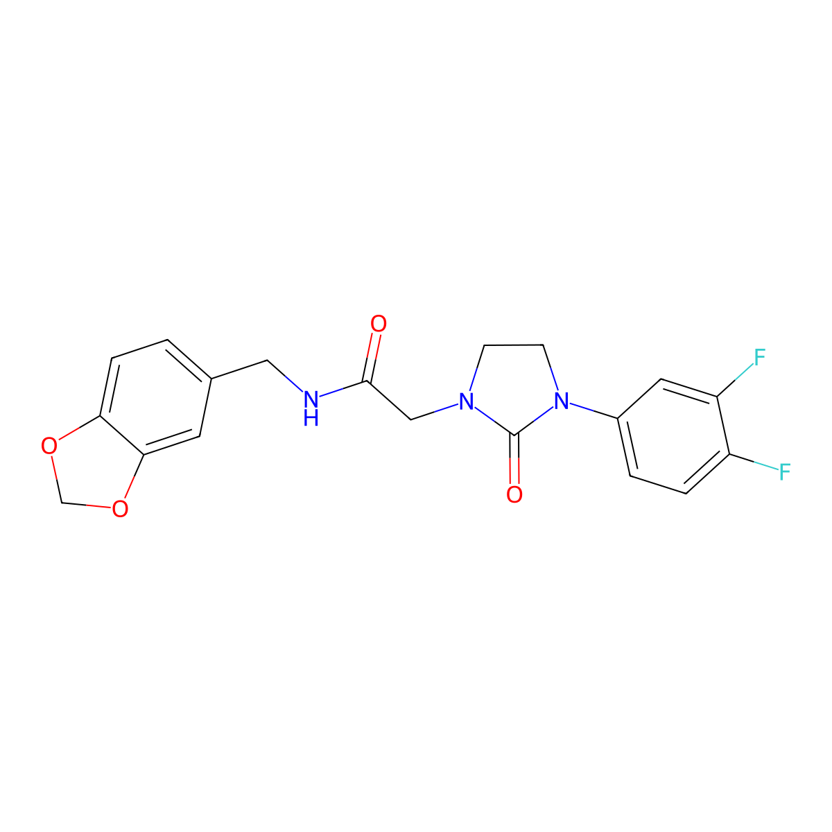 N-(benzo[d][1,3]dioxol-5-ylmethyl)-2-(3-(3,4-difluorophenyl)-2-oxoimidazolidin-1-yl)acetamide molecular structure, CAS 1251562-69-2