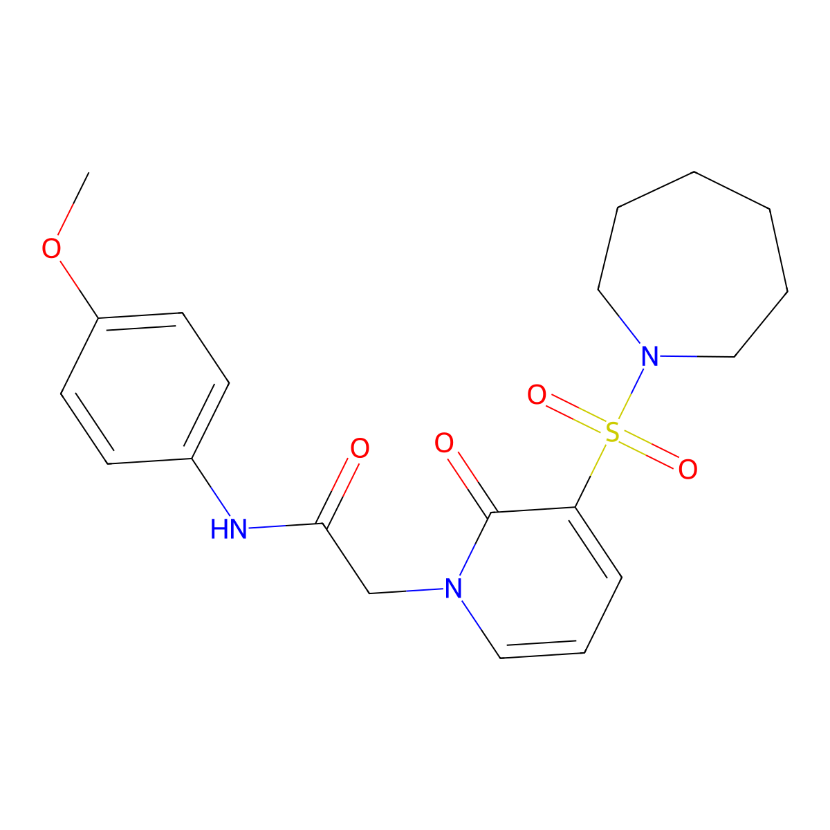 2-(3-(azepan-1-ylsulfonyl)-2-oxopyridin-1(2H)-yl)-N-(4-methoxyphenyl)acetamide molecular structure, CAS 1251562-72-7