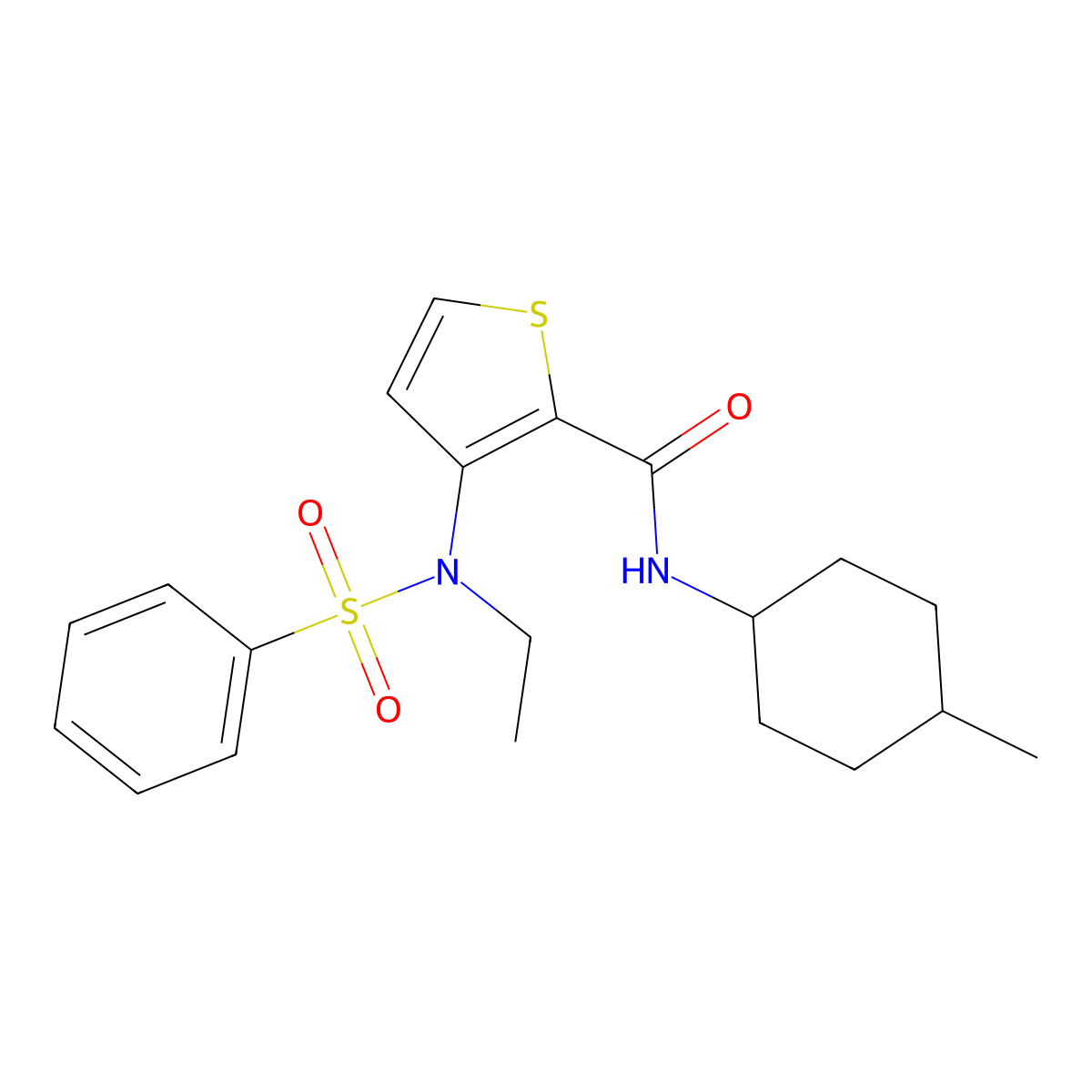 3-(N-ethylbenzenesulfonamido)-N-(4-methylcyclohexyl)thiophene-2-carboxamide molecular structure, CAS 1251562-75-0