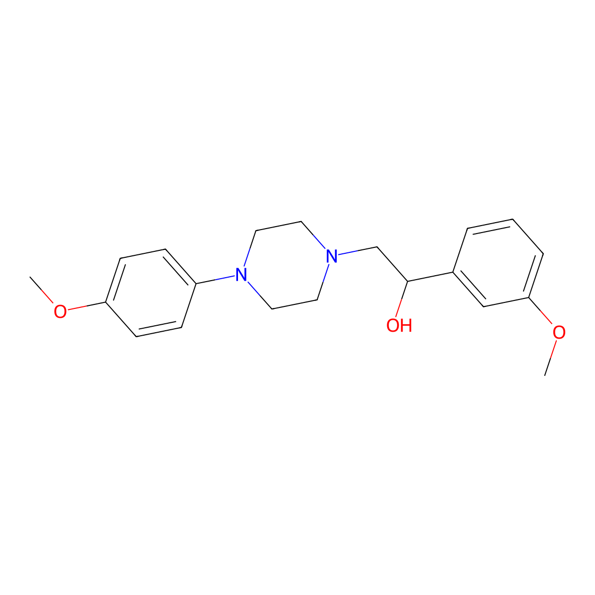 1-(3-Methoxyphenyl)-2-(4-(4-methoxyphenyl)piperazin-1-yl)ethanol molecular structure, CAS 1251562-78-3