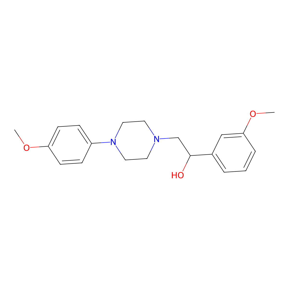 1-(3-Methoxyphenyl)-2-(4-(4-methoxyphenyl)piperazin-1-yl)ethanol molecular structure, CAS 1251562-78-3