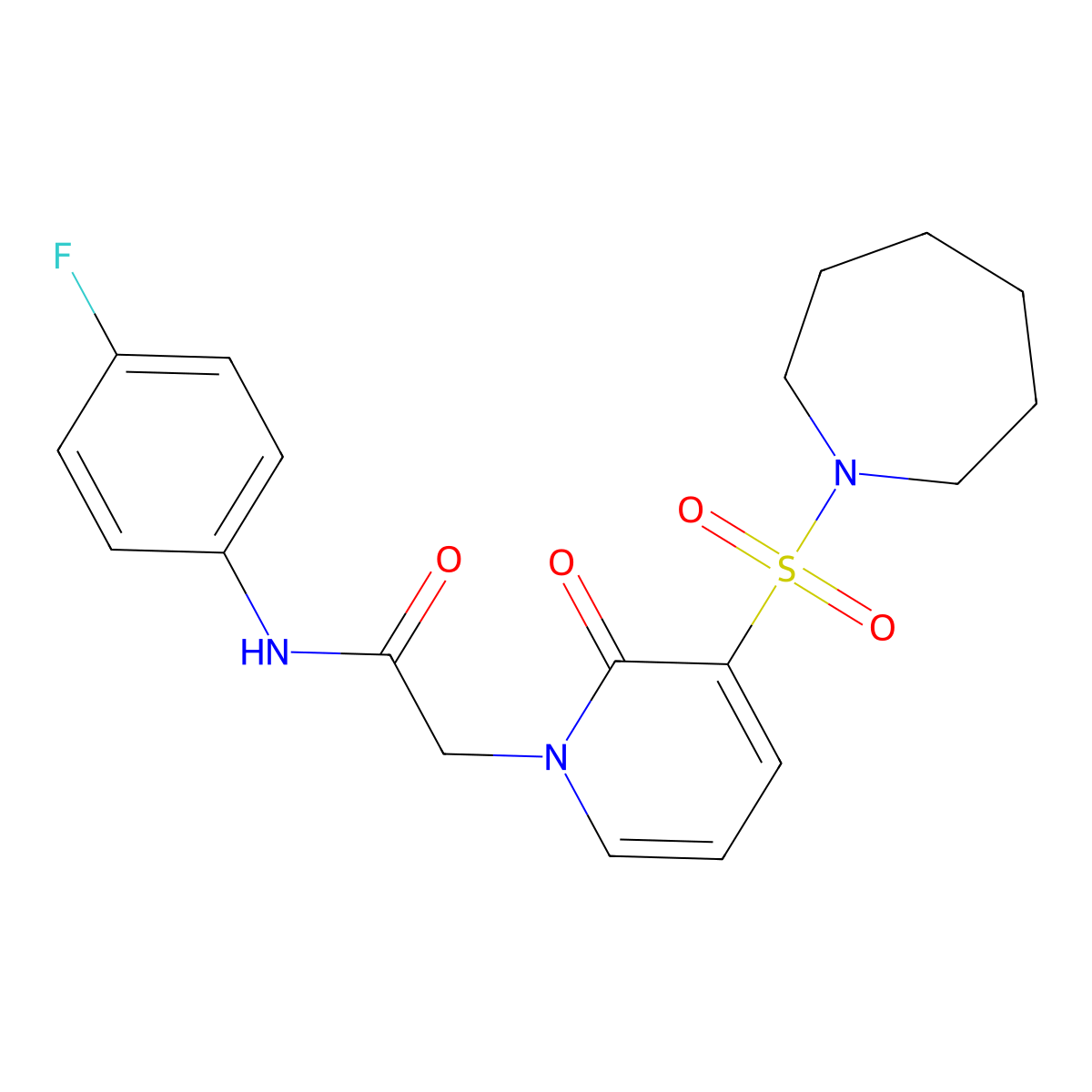 2-(3-(azepan-1-ylsulfonyl)-2-oxopyridin-1(2H)-yl)-N-(4-fluorophenyl)acetamide molecular structure, CAS 1251562-82-9