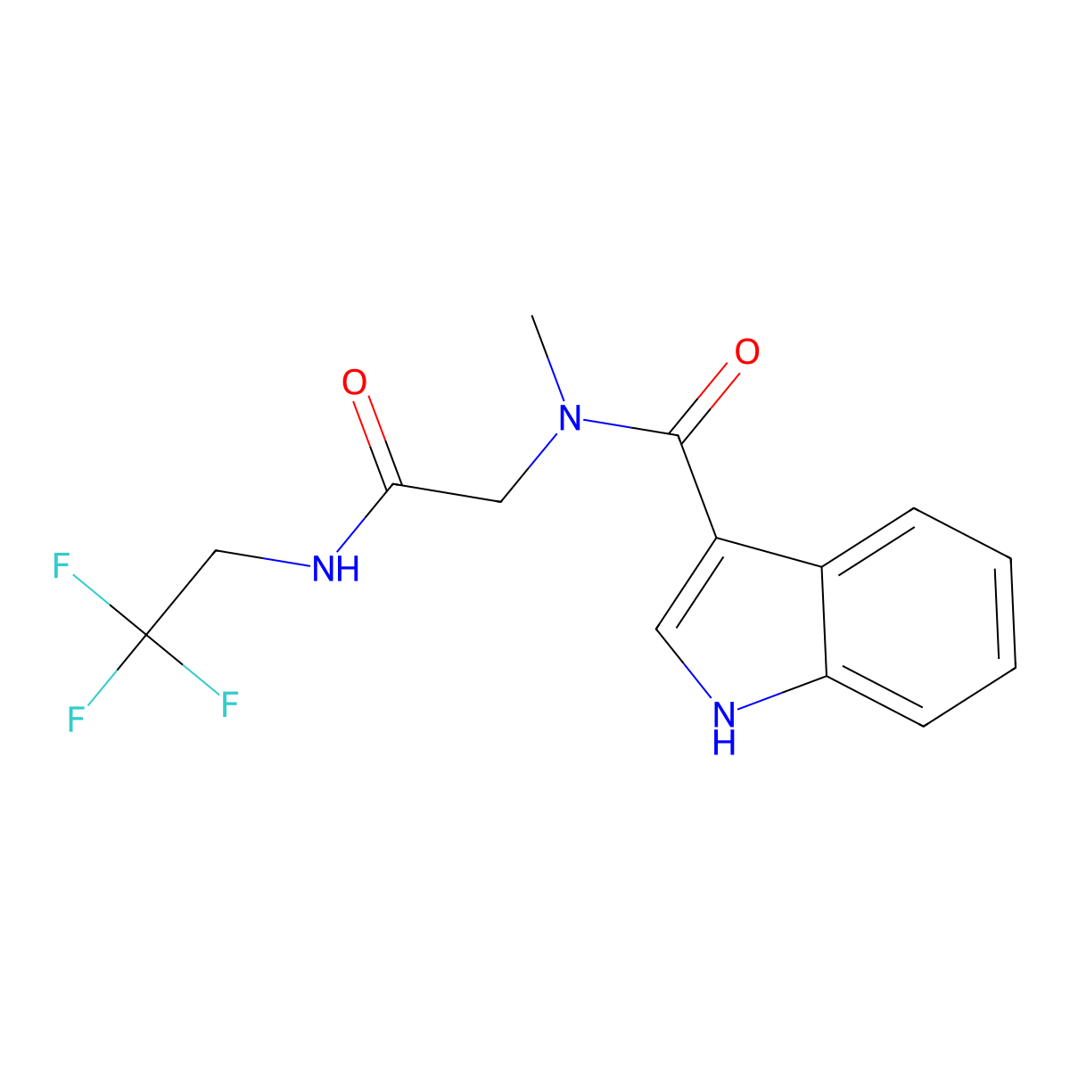 N-methyl-N-(2-oxo-2-((2,2,2-trifluoroethyl)amino)ethyl)-1H-indole-3-carboxamide molecular structure, CAS 1251562-83-0