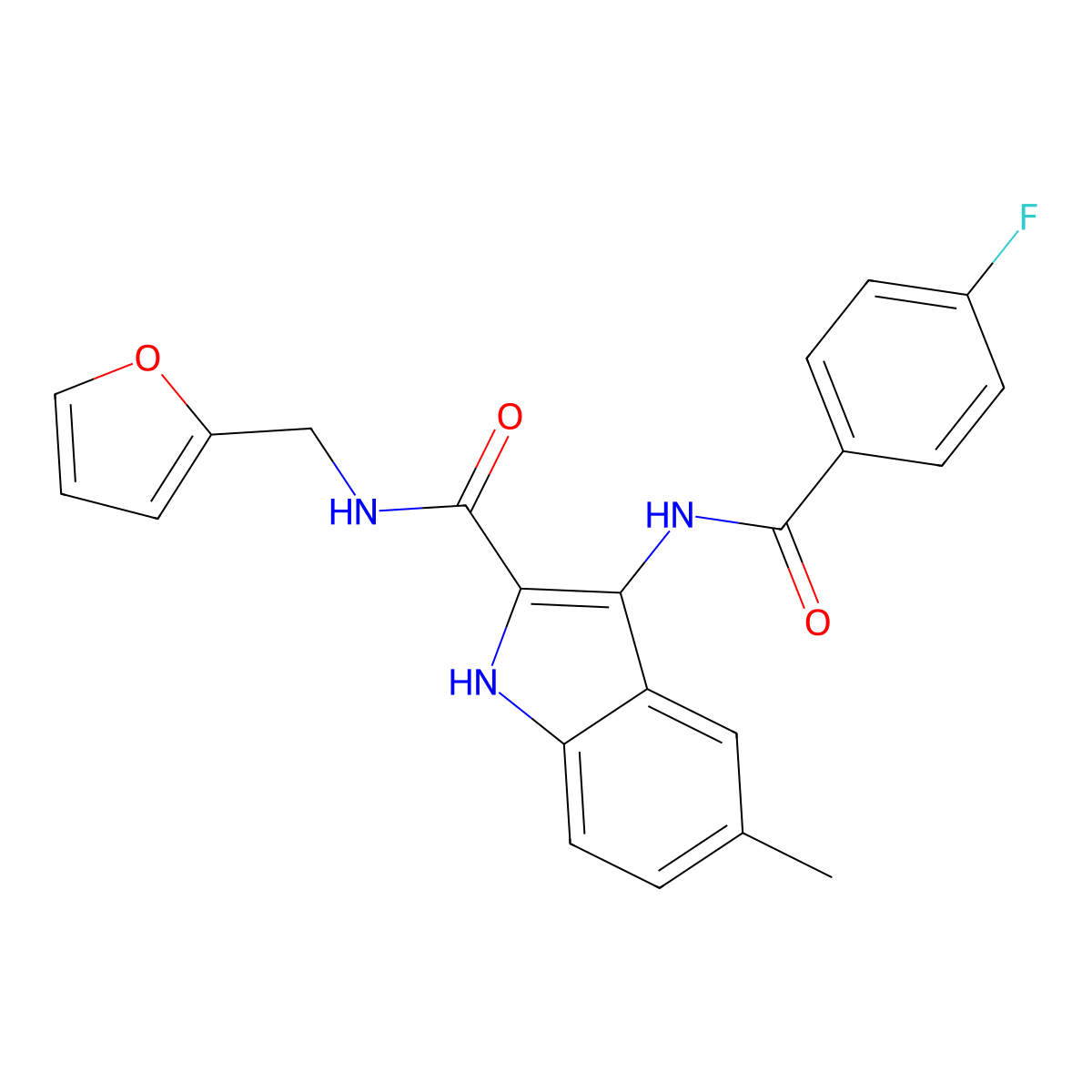 3-(4-fluorobenzamido)-N-(furan-2-ylmethyl)-5-methyl-1H-indole-2-carboxamide molecular structure, CAS 1251562-85-2