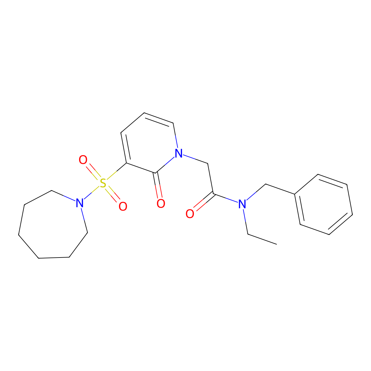 2-(3-(azepan-1-ylsulfonyl)-2-oxopyridin-1(2H)-yl)-N-benzyl-N-ethylacetamide molecular structure, CAS 1251562-90-9