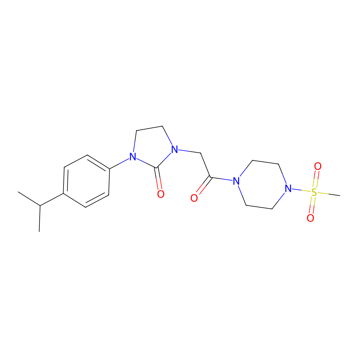1-(4-Isopropylphenyl)-3-(2-(4-(methylsulfonyl)piperazin-1-yl)-2-oxoethyl)imidazolidin-2-one molecular structure, CAS 1251562-95-4