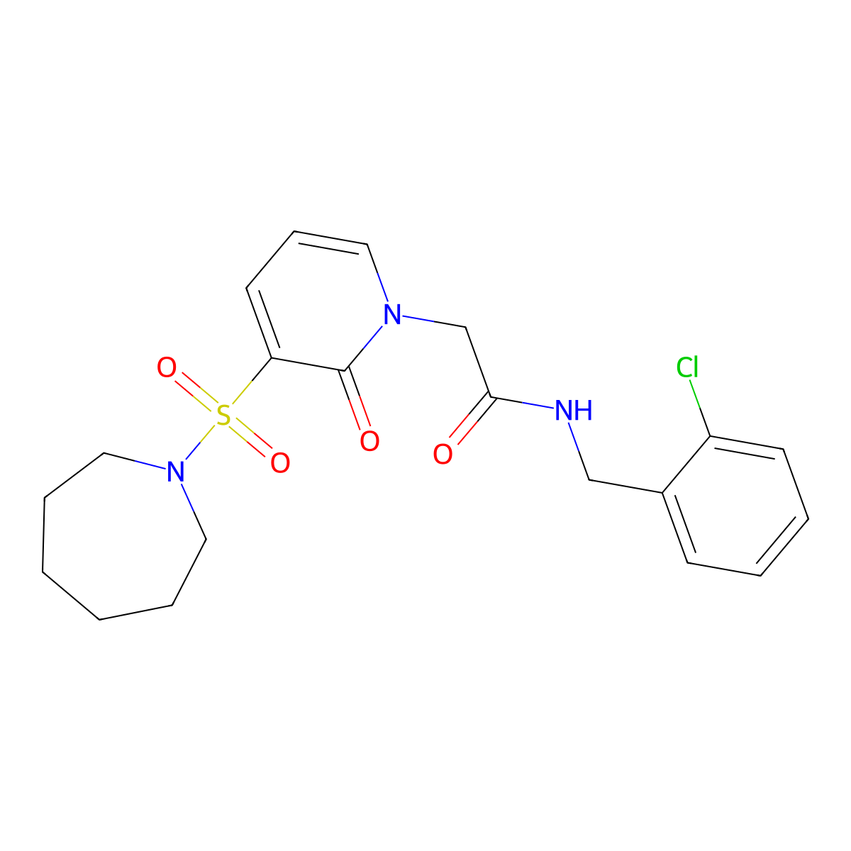 2-(3-(azepan-1-ylsulfonyl)-2-oxopyridin-1(2H)-yl)-N-(2-chlorobenzyl)acetamide molecular structure, CAS 1251563-08-2
