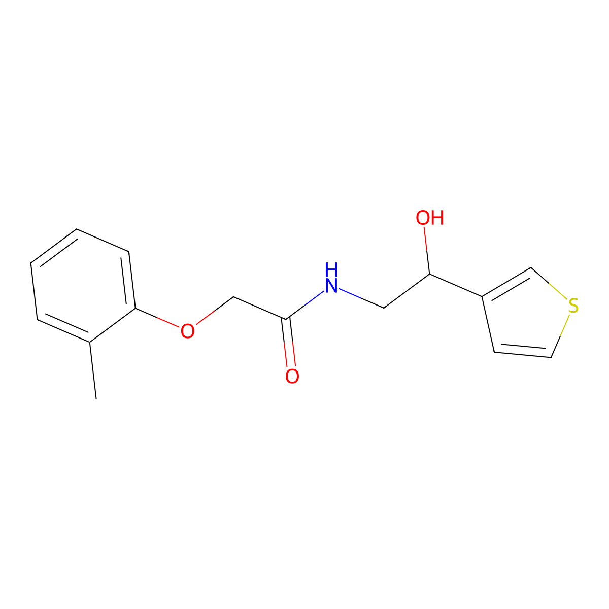 N-(2-hydroxy-2-(thiophen-3-yl)ethyl)-2-(o-tolyloxy)acetamide molecular structure, CAS 1251563-09-3