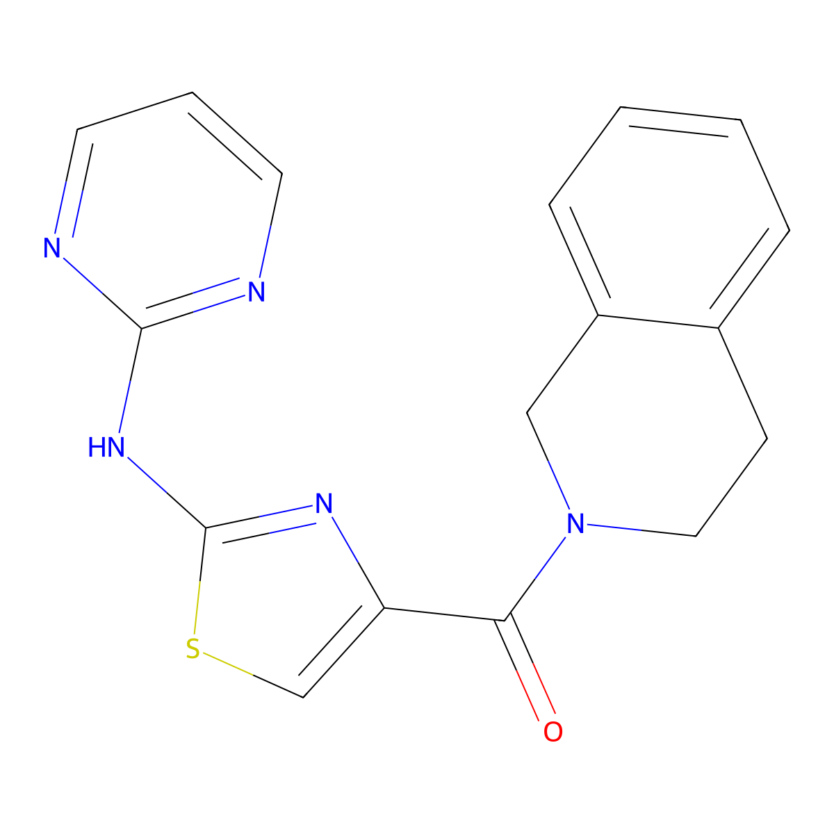 (3,4-dihydroisoquinolin-2(1H)-yl)(2-(pyrimidin-2-ylamino)thiazol-4-yl)methanone molecular structure, CAS 1251563-11-7