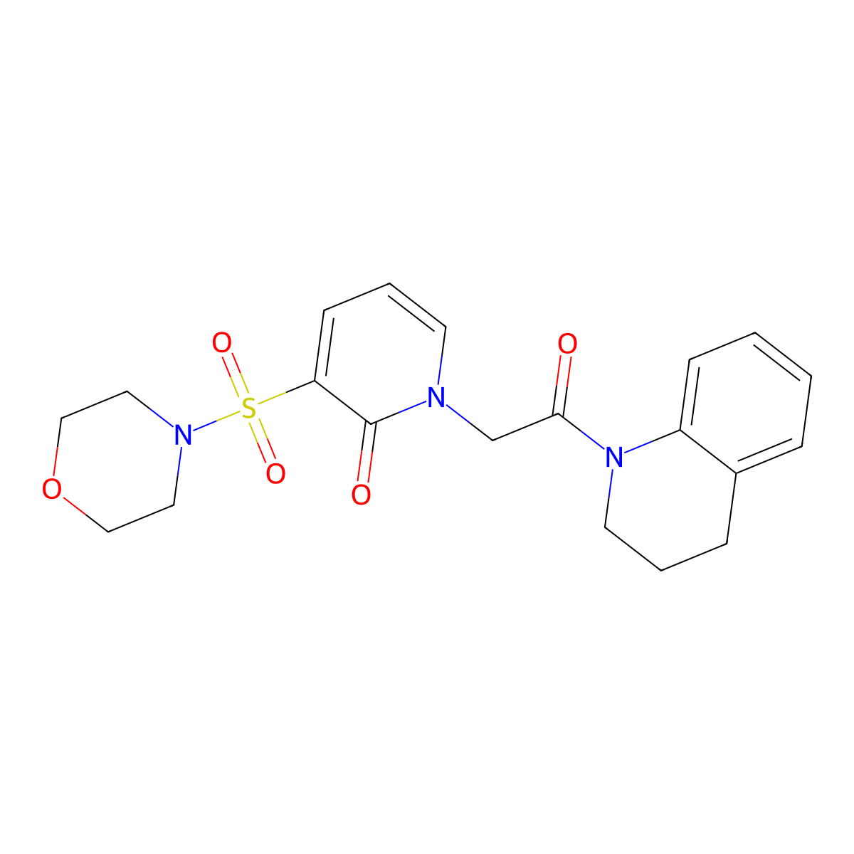 1-(2-(3,4-dihydroquinolin-1(2H)-yl)-2-oxoethyl)-3-(morpholinosulfonyl)pyridin-2(1H)-one molecular structure, CAS 1251563-19-5