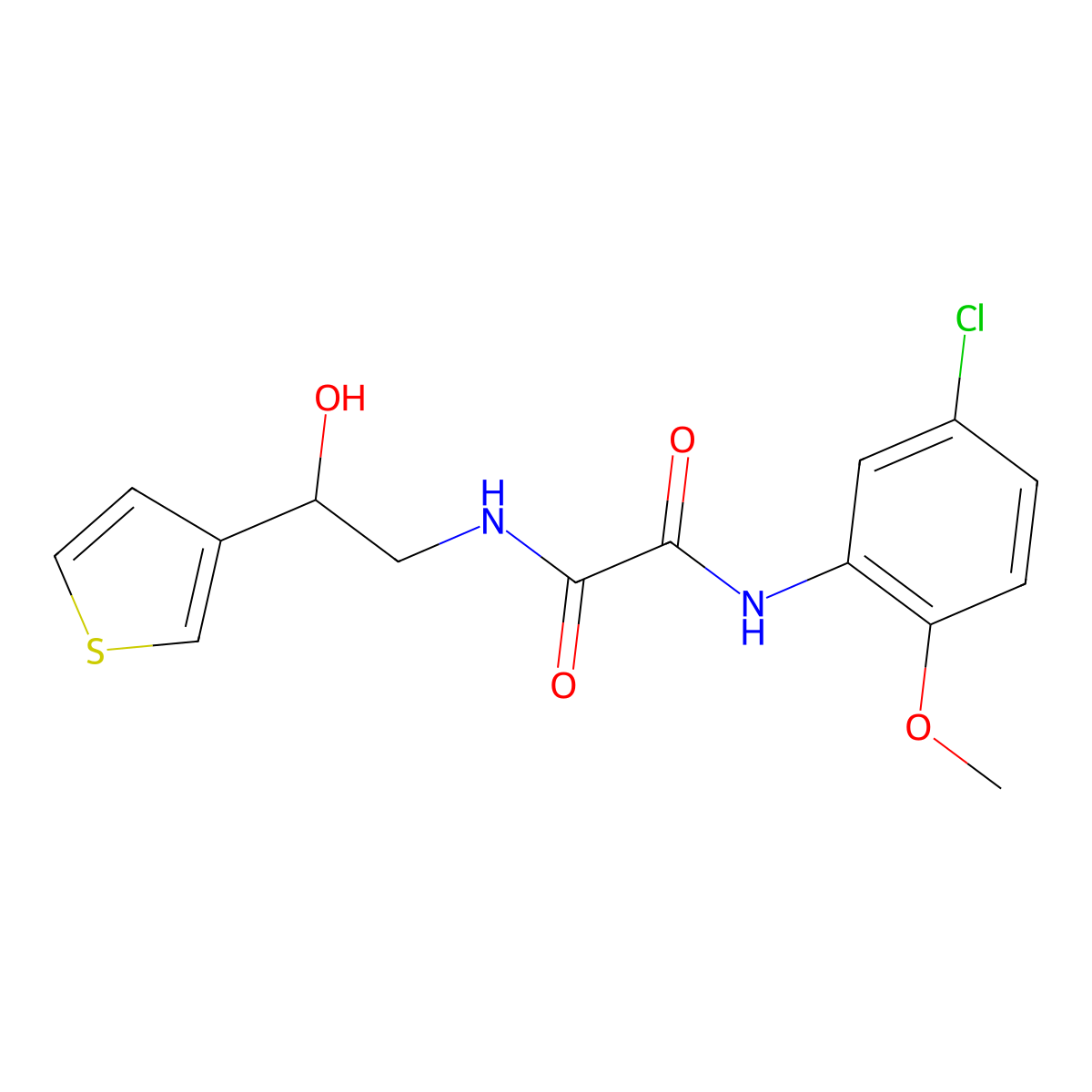 N1-(5-chloro-2-methoxyphenyl)-N2-(2-hydroxy-2-(thiophen-3-yl)ethyl)oxalamide molecular structure, CAS 1251563-20-8