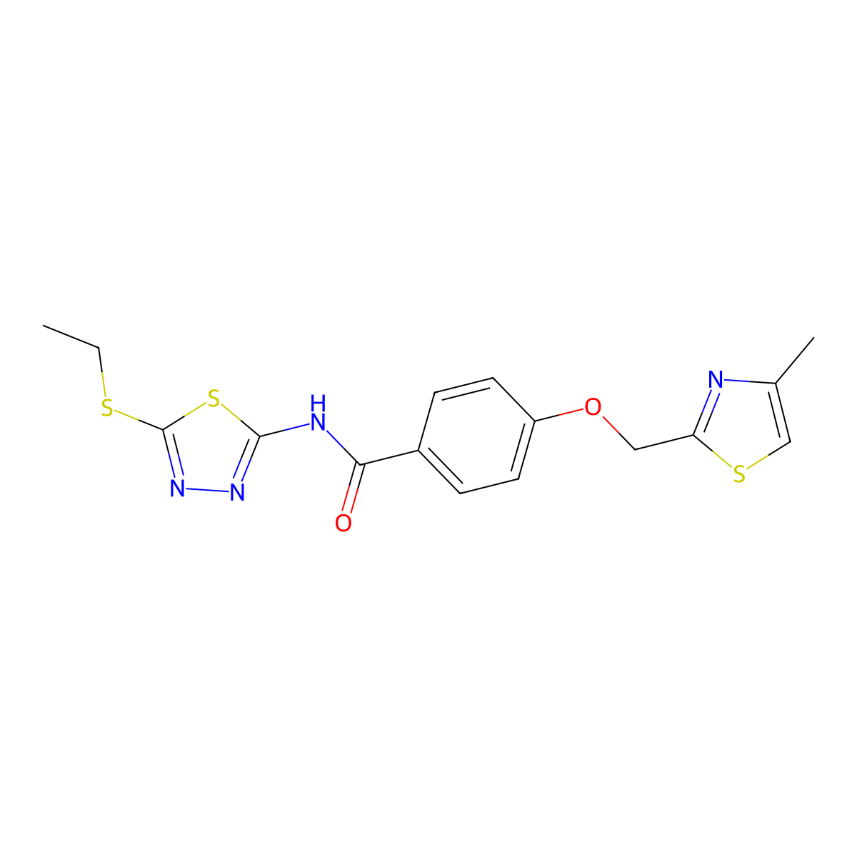 N-(5-(ethylthio)-1,3,4-thiadiazol-2-yl)-4-((4-methylthiazol-2-yl)methoxy)benzamide molecular structure, CAS 1251563-21-9