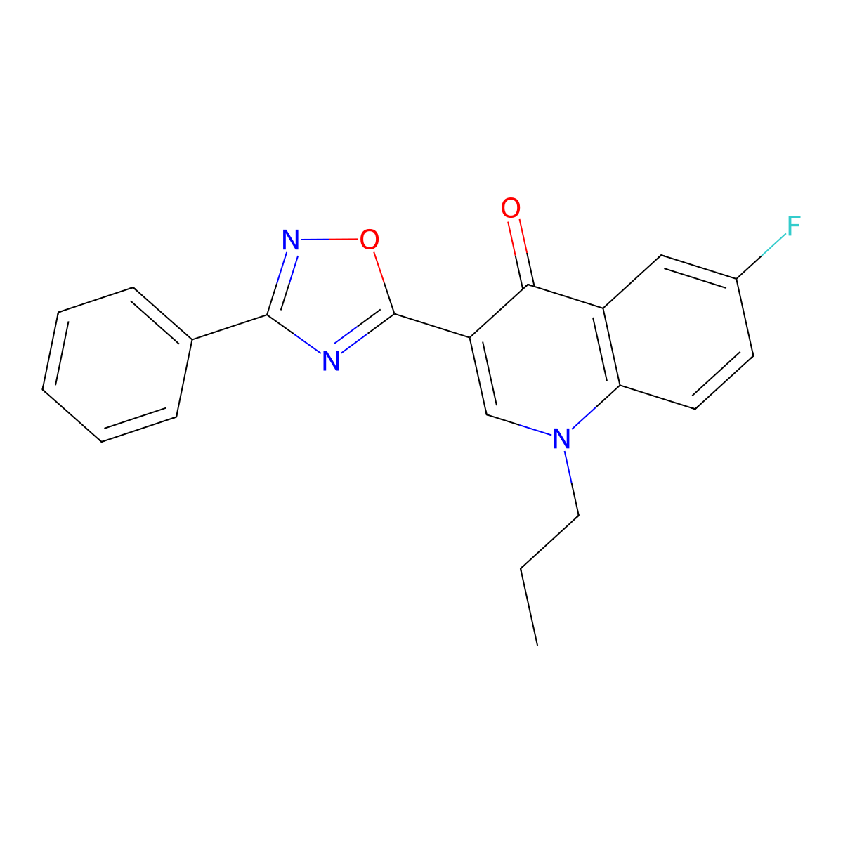 6-fluoro-3-(3-phenyl-1,2,4-oxadiazol-5-yl)-1-propylquinolin-4(1H)-one molecular structure, CAS 1251563-22-0