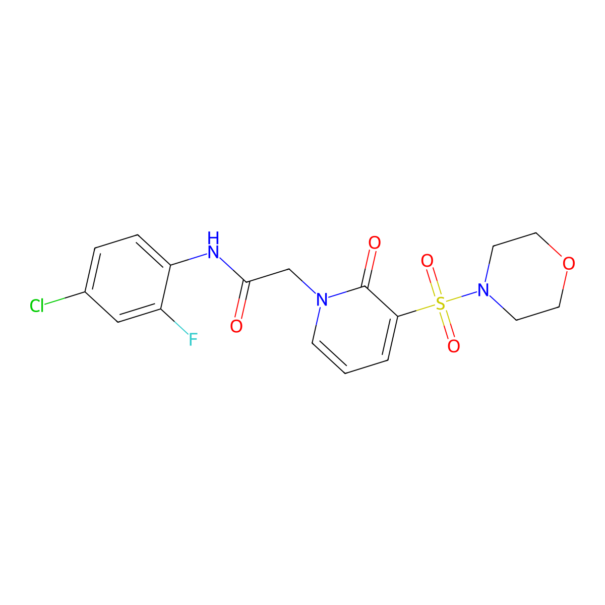 N-(4-chloro-2-fluorophenyl)-2-(3-(morpholinosulfonyl)-2-oxopyridin-1(2H)-yl)acetamide molecular structure, CAS 1251563-25-3