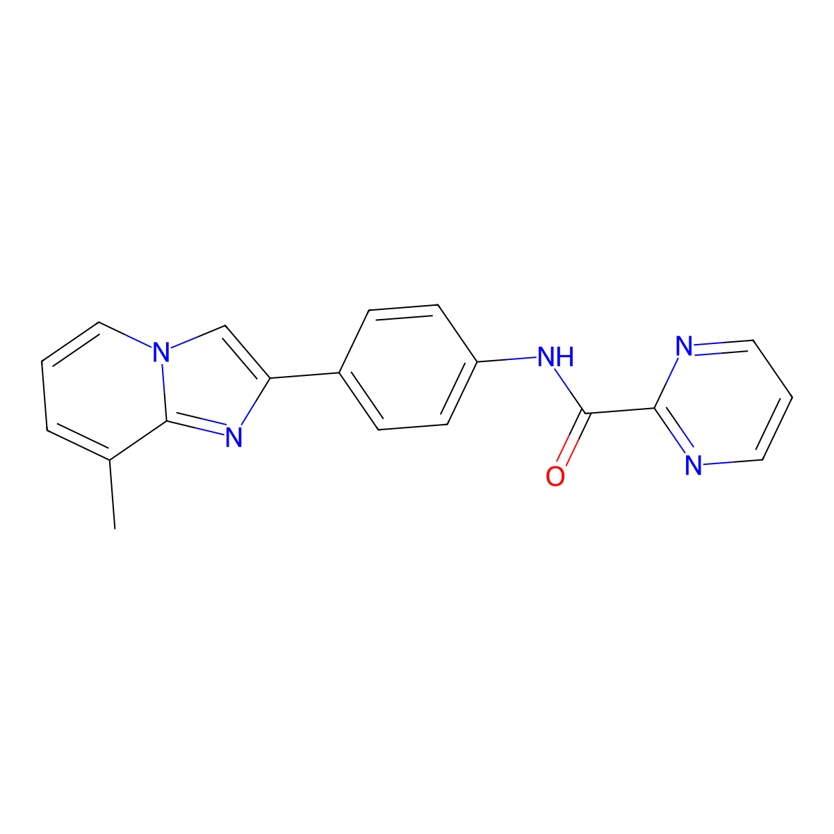 N-(4-{8-methylimidazo[1,2-a]pyridin-2-yl}phenyl)pyrimidine-2-carboxamide molecular structure, CAS 1251563-28-6