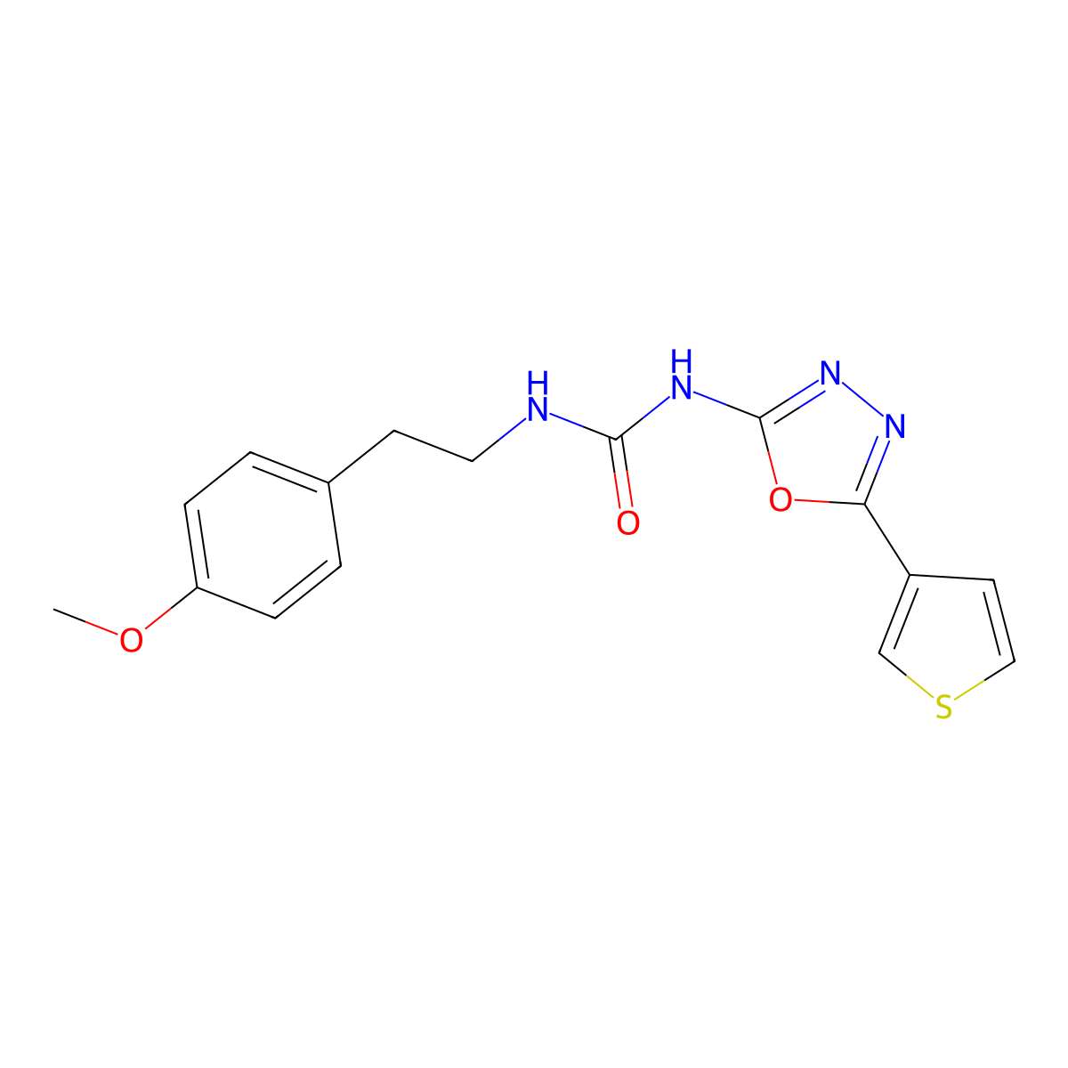 1-(4-Methoxyphenethyl)-3-(5-(thiophen-3-yl)-1,3,4-oxadiazol-2-yl)urea molecular structure, CAS 1251563-30-0