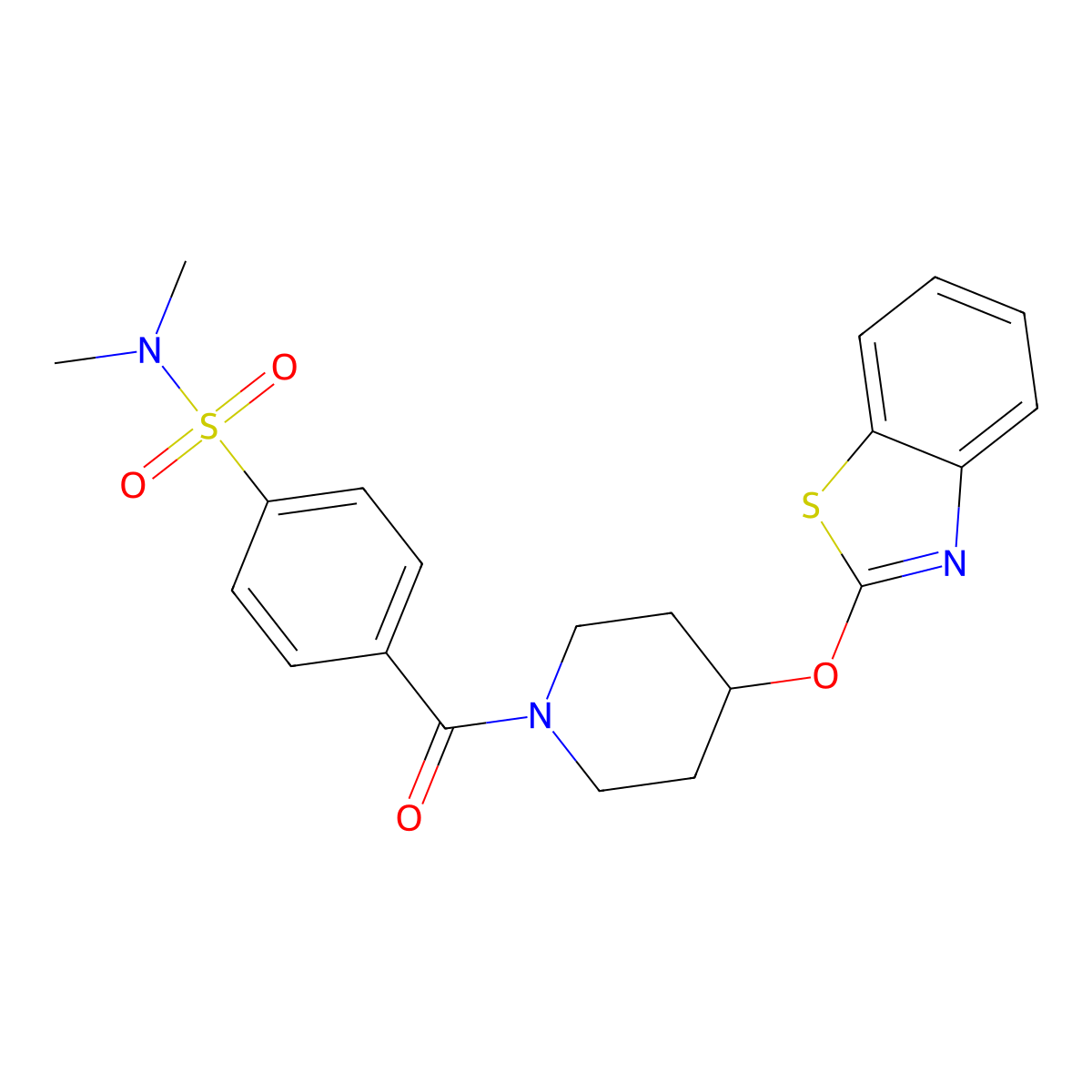 4-(4-(benzo[d]thiazol-2-yloxy)piperidine-1-carbonyl)-N,N-dimethylbenzenesulfonamide molecular structure, CAS 1251563-35-5