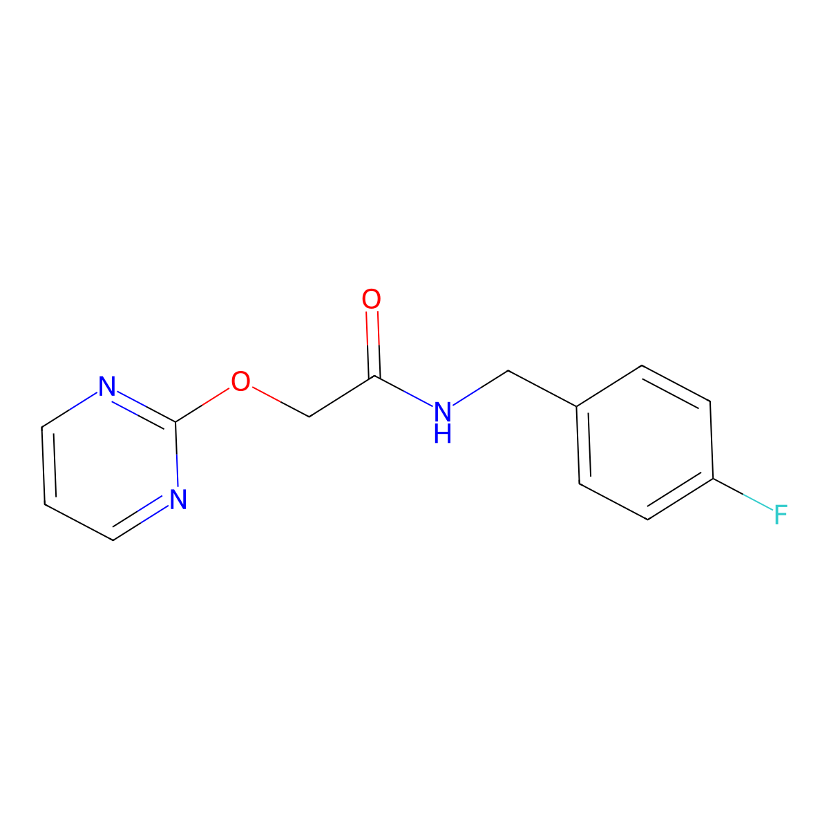 N-(4-fluorobenzyl)-2-(pyrimidin-2-yloxy)acetamide molecular structure, CAS 1251563-36-6