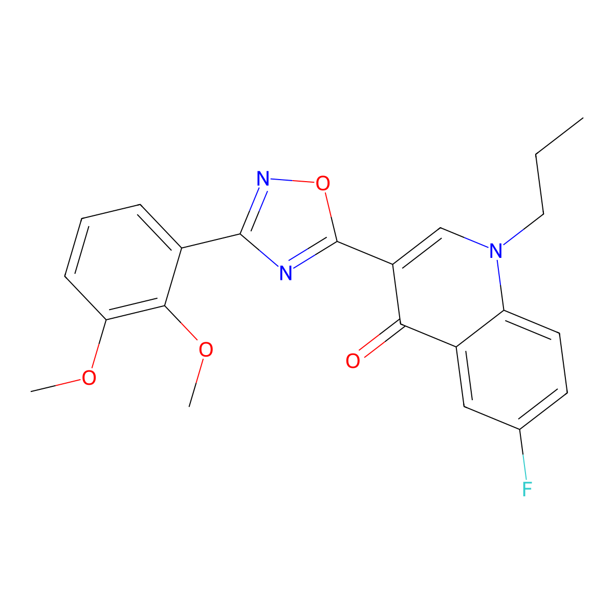 3-(3-(2,3-dimethoxyphenyl)-1,2,4-oxadiazol-5-yl)-6-fluoro-1-propylquinolin-4(1H)-one molecular structure, CAS 1251563-37-7
