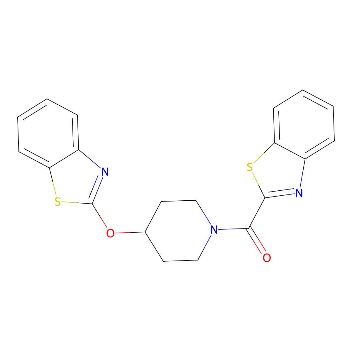 Benzo[d]thiazol-2-yl(4-(benzo[d]thiazol-2-yloxy)piperidin-1-yl)methanone molecular structure, CAS 1251563-39-9