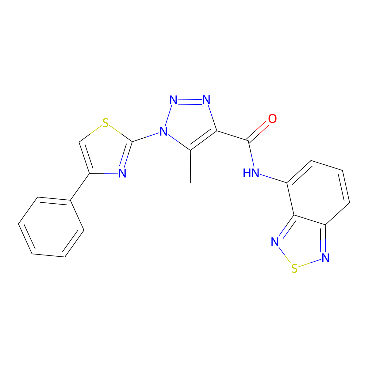 N-(benzo[c][1,2,5]thiadiazol-4-yl)-5-methyl-1-(4-phenylthiazol-2-yl)-1H-1,2,3-triazole-4-carboxamide molecular structure, CAS 1251563-40-2