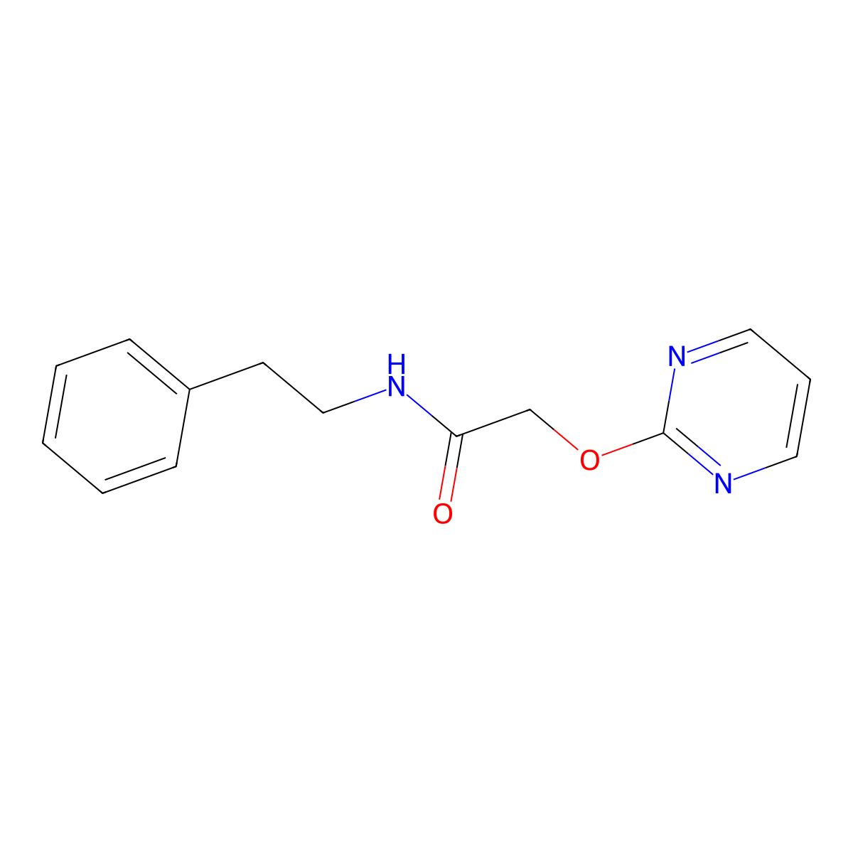 N-phenethyl-2-(pyrimidin-2-yloxy)acetamide molecular structure, CAS 1251563-44-6