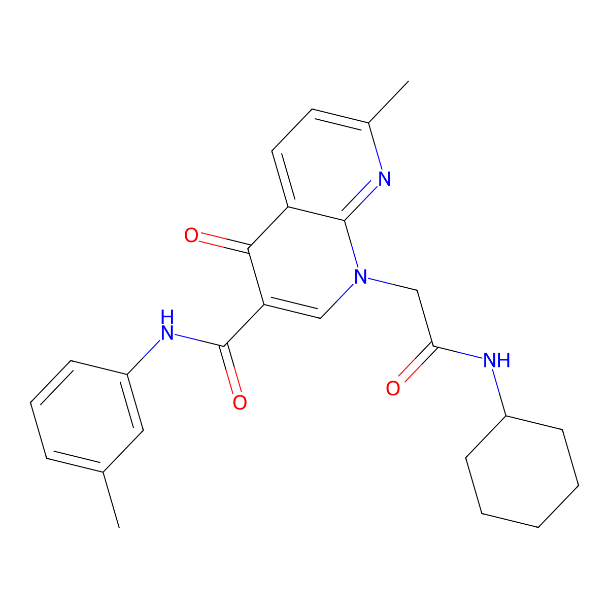 1-(2-(cyclohexylamino)-2-oxoethyl)-7-methyl-4-oxo-N-(m-tolyl)-1,4-dihydro-1,8-naphthyridine-3-carboxamide molecular structure, CAS 1251563-63-9