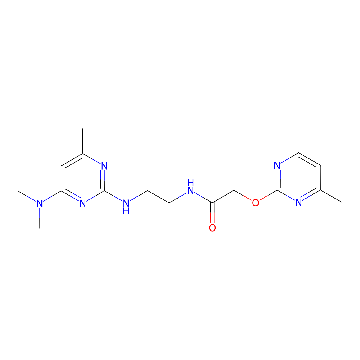 N-(2-{[4-(dimethylamino)-6-methylpyrimidin-2-yl]amino}ethyl)-2-[(4-methylpyrimidin-2-yl)oxy]acetamide molecular structure, CAS 1251563-73-1