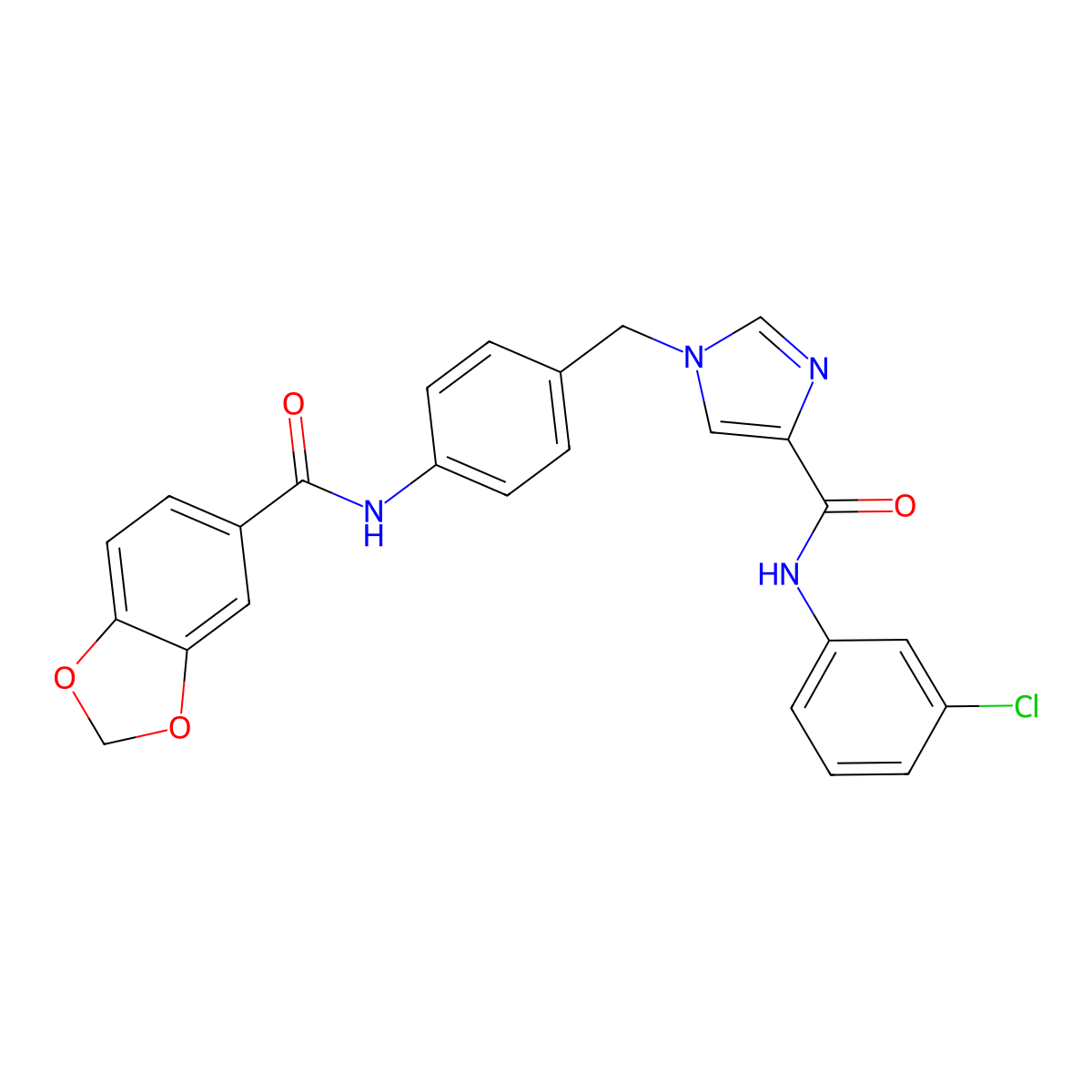 1-{[4-(2H-1,3-benzodioxole-5-amido)phenyl]methyl}-N-(3-chlorophenyl)-1H-imidazole-4-carboxamide molecular structure, CAS 1251563-79-7