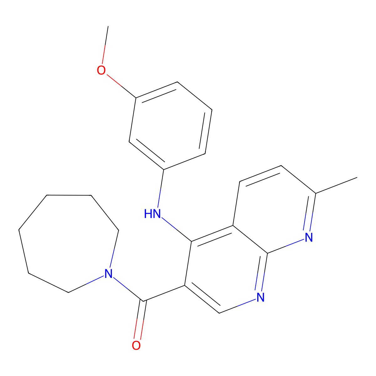 3-(azepane-1-carbonyl)-N-(3-methoxyphenyl)-7-methyl-1,8-naphthyridin-4-amine molecular structure, CAS 1251563-83-3