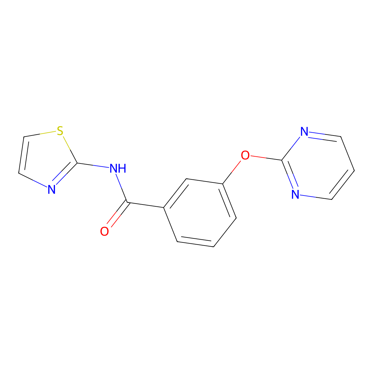 3-(pyrimidin-2-yloxy)-N-(thiazol-2-yl)benzamide molecular structure, CAS 1251563-88-8