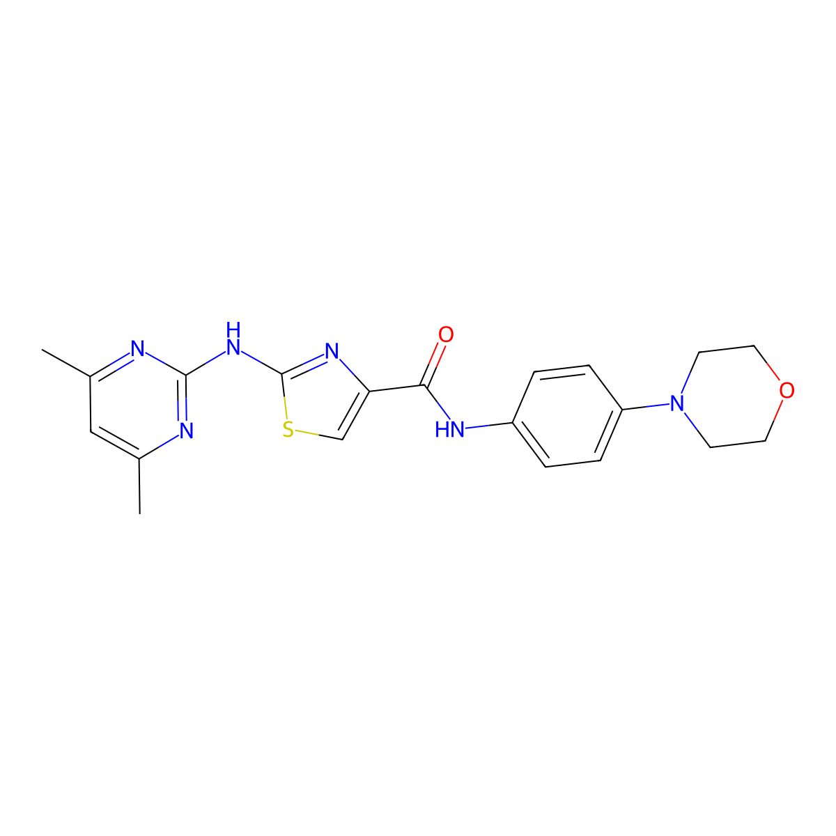 2-((4,6-dimethylpyrimidin-2-yl)amino)-N-(4-morpholinophenyl)thiazole-4-carboxamide molecular structure, CAS 1251563-89-9