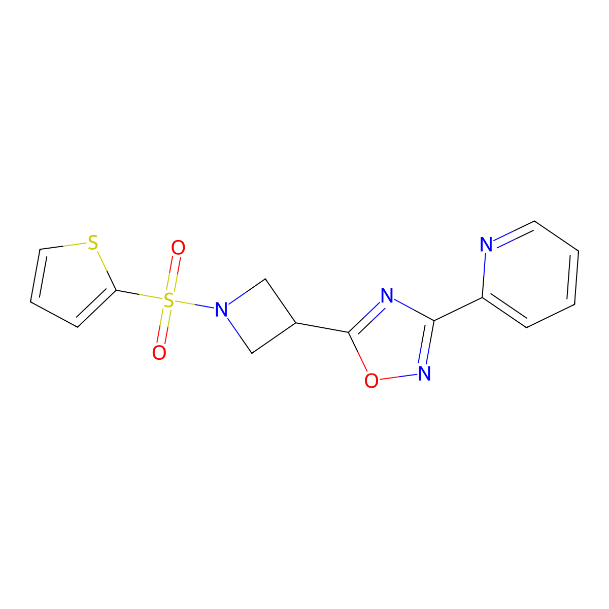 3-(Pyridin-2-yl)-5-(1-(thiophen-2-ylsulfonyl)azetidin-3-yl)-1,2,4-oxadiazole molecular structure, CAS 1251564-08-5