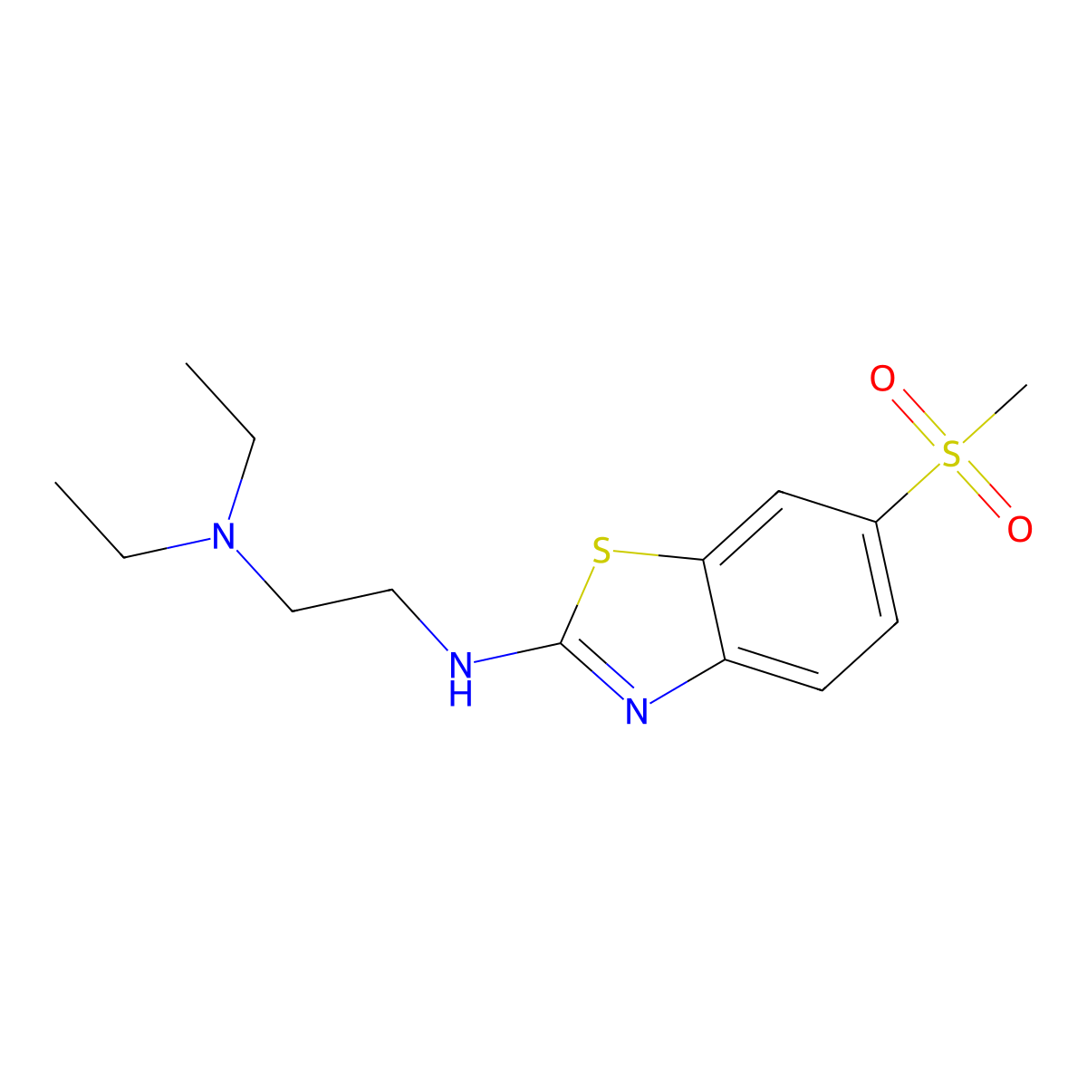 N1,N1-diethyl-N2-(6-(methylsulfonyl)benzo[d]thiazol-2-yl)ethane-1,2-diamine molecular structure, CAS 1251564-13-2