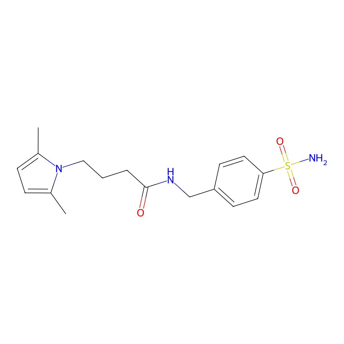 4-(2,5-dimethyl-1H-pyrrol-1-yl)-N-(4-sulfamoylbenzyl)butanamide molecular structure, CAS 1251564-15-4