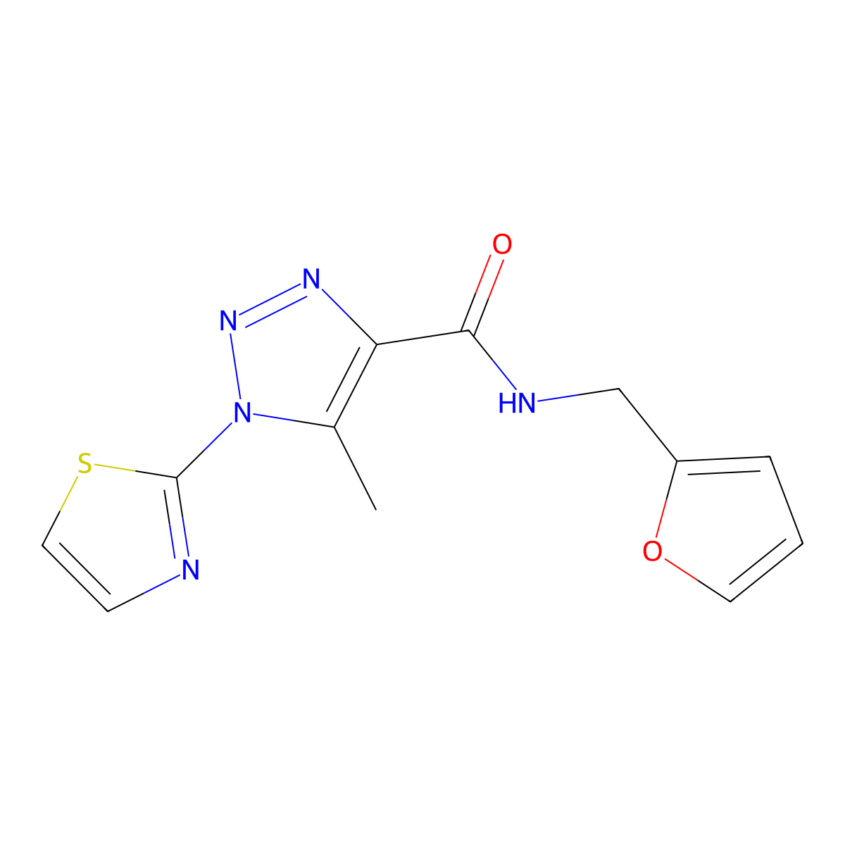N-(furan-2-ylmethyl)-5-methyl-1-(thiazol-2-yl)-1H-1,2,3-triazole-4-carboxamide molecular structure, CAS 1251564-20-1