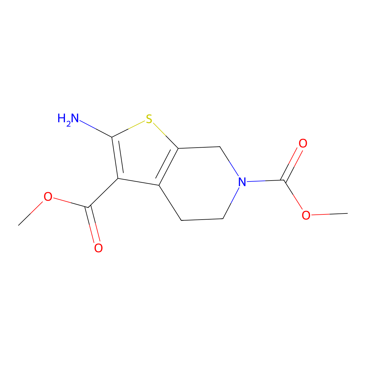 dimethyl 2-amino-4,7-dihydrothieno[2,3-c]pyridine-3,6(5H)-dicarboxylate molecular structure, CAS 1251564-21-2