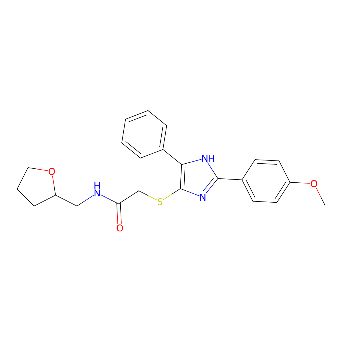2-((2-(4-methoxyphenyl)-5-phenyl-1H-imidazol-4-yl)thio)-N-((tetrahydrofuran-2-yl)methyl)acetamide molecular structure, CAS 1251564-27-8
