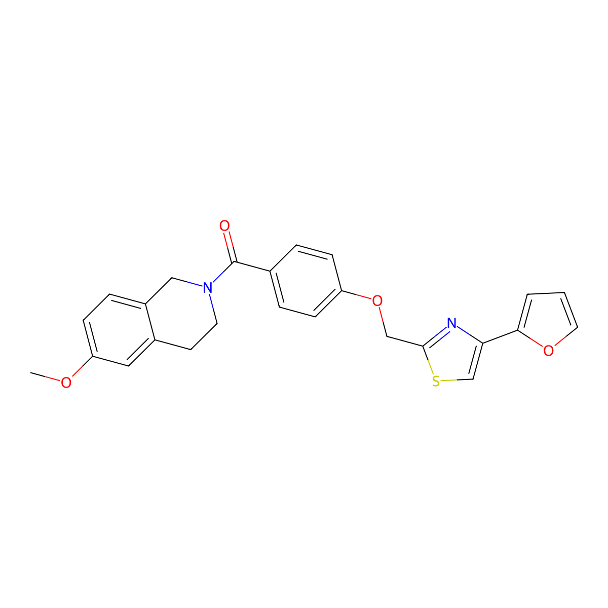 2-(4-{[4-(Furan-2-yl)-1,3-thiazol-2-yl]methoxy}benzoyl)-6-methoxy-1,2,3,4-tetrahydroisoquinoline molecular structure, CAS 1251564-39-2