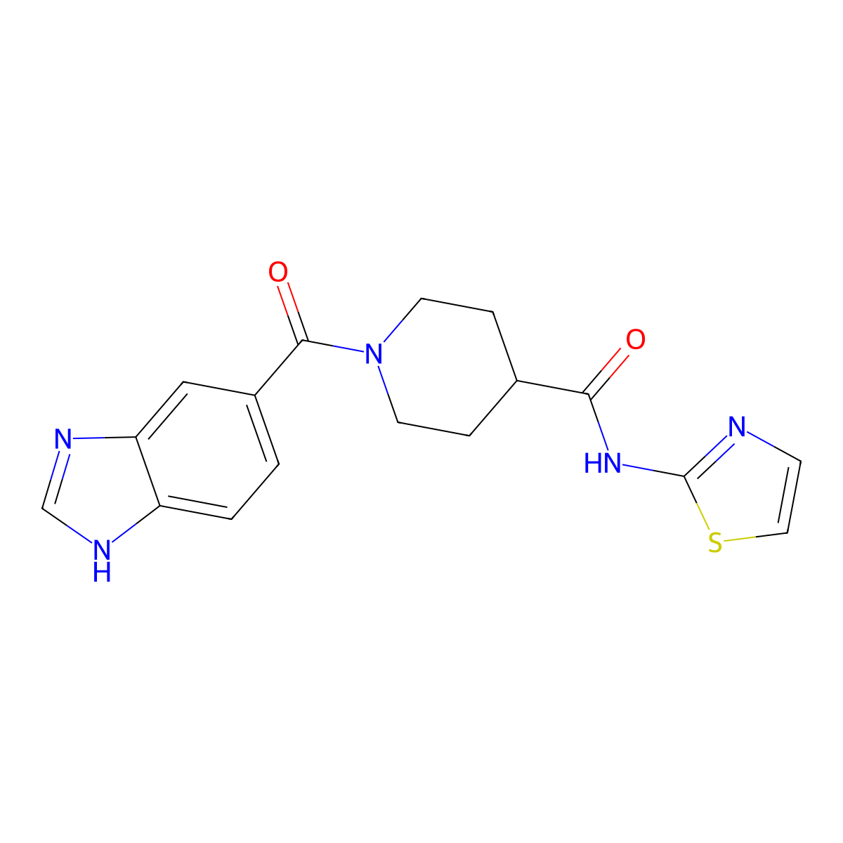 1-(1H-benzo[d]imidazole-5-carbonyl)-N-(thiazol-2-yl)piperidine-4-carboxamide molecular structure, CAS 1251564-43-8