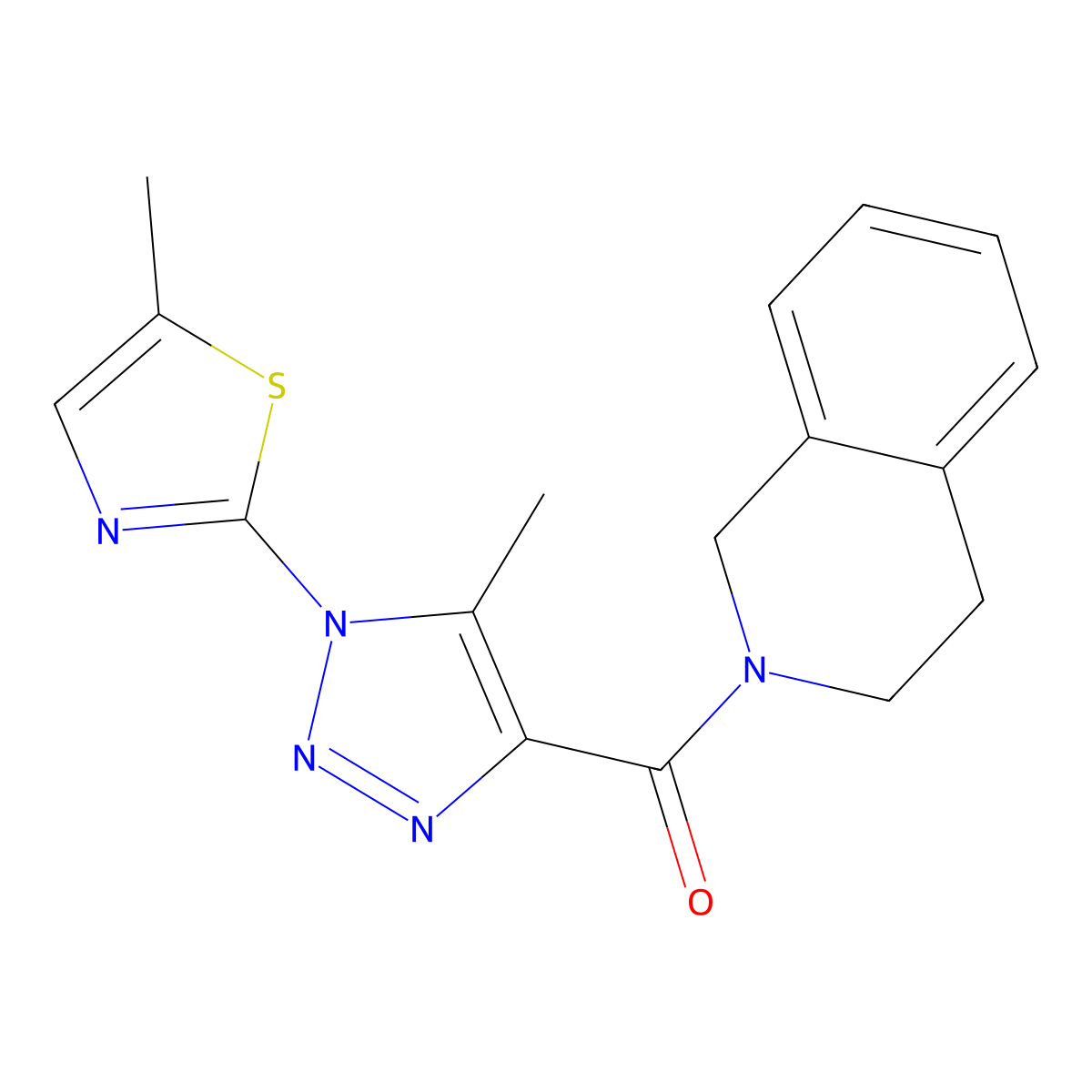 (3,4-dihydroisoquinolin-2(1H)-yl)(5-methyl-1-(5-methylthiazol-2-yl)-1H-1,2,3-triazol-4-yl)methanone molecular structure, CAS 1251564-45-0