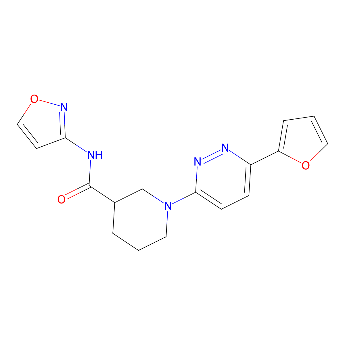 1-(6-(furan-2-yl)pyridazin-3-yl)-N-(isoxazol-3-yl)piperidine-3-carboxamide molecular structure, CAS 1251564-51-8