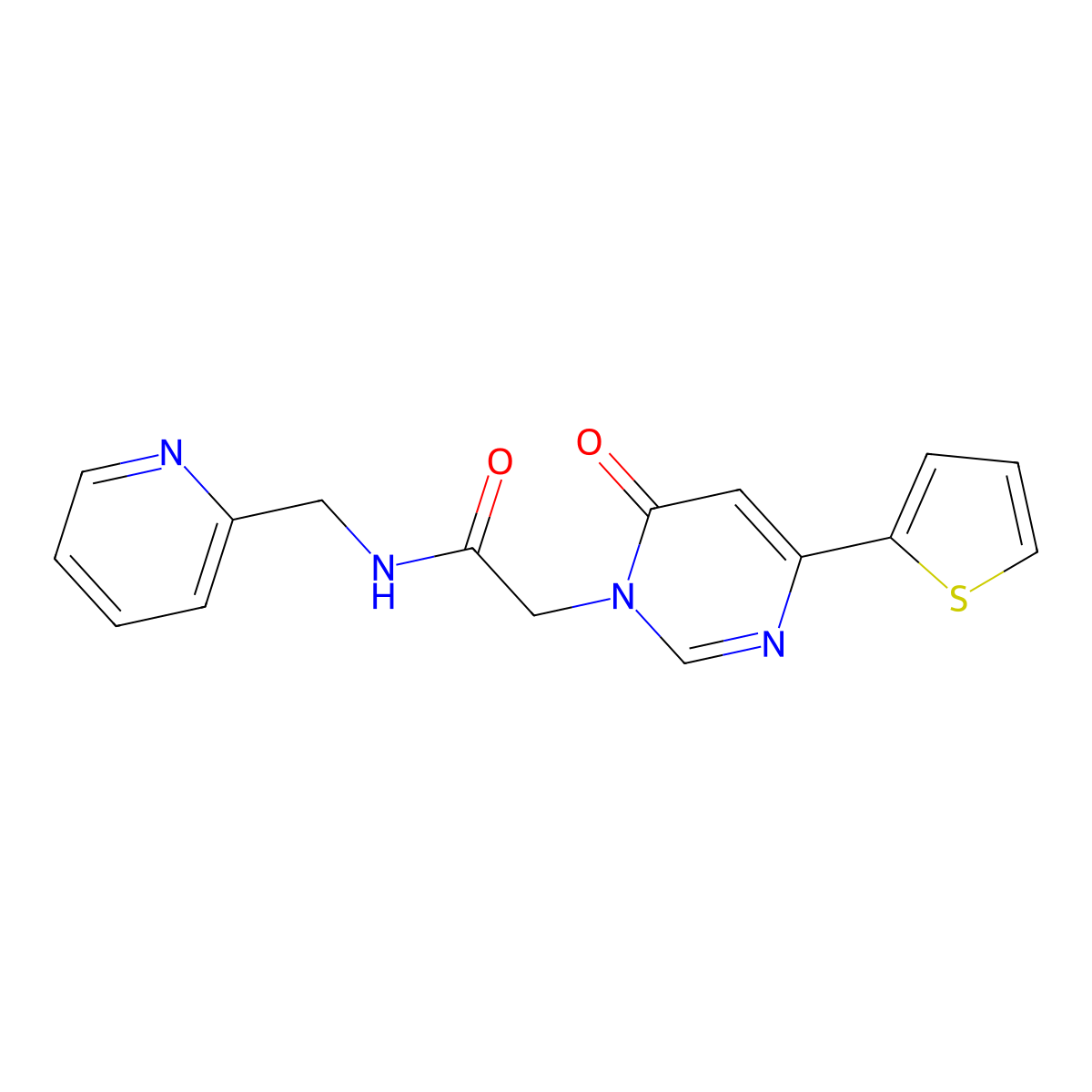 2-(6-oxo-4-(thiophen-2-yl)pyrimidin-1(6H)-yl)-N-(pyridin-2-ylmethyl)acetamide molecular structure, CAS 1251564-52-9