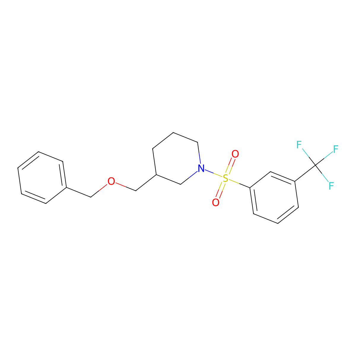 3-((Benzyloxy)methyl)-1-((3-(trifluoromethyl)phenyl)sulfonyl)piperidine molecular structure, CAS 1251564-53-0